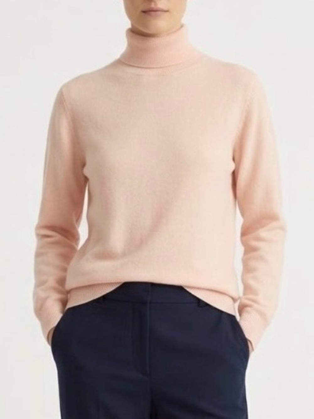 Vintage Lands' End 2-Ply Cashmere Turtleneck Pale Pink M Quiet Luxury